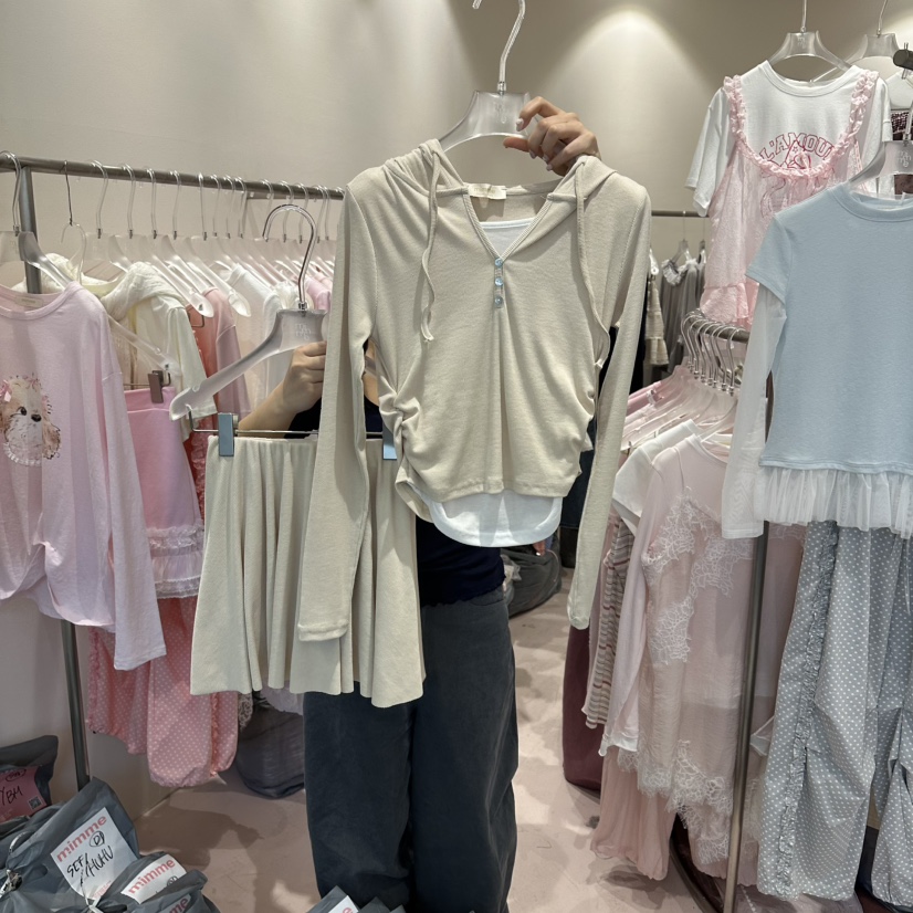 MIMME/LOOKK韓國直郵實拍女裝新品時尚套裝兩件套連帽衫套裝羅紋MIMME/LOOKK套裝圖色4