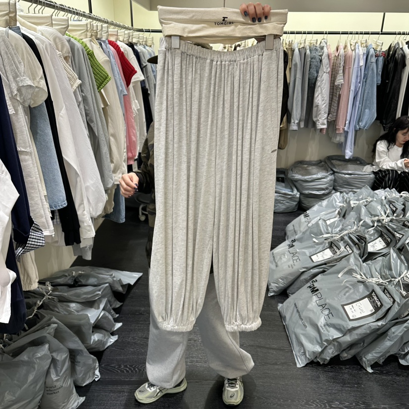 TOMGIRL韓國直郵實拍女裝新款時尚26春夏熱賣職業人氣休閑褲TOMGIRL休閑褲圖色2灰白色