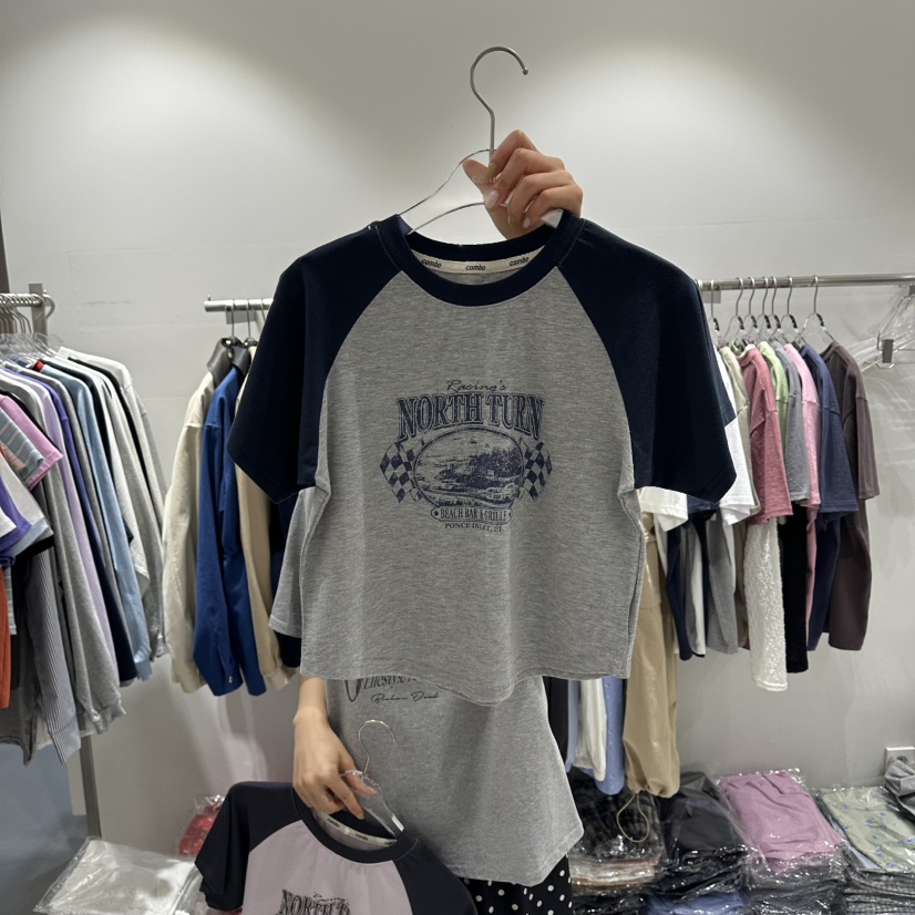 COMBO韓國代購女裝新品26春夏時尚人氣職業熱賣T恤插肩袖COM_BOT恤圖色2
