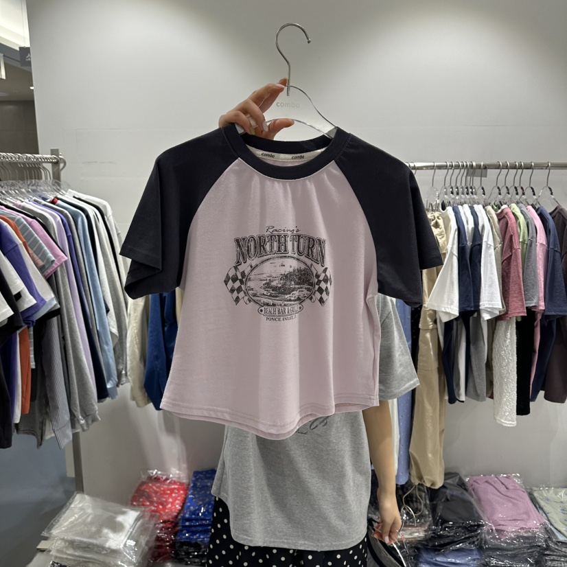 COMBO韓國代購女裝新品26春夏時尚人氣職業熱賣T恤插肩袖COM_BOT恤圖色3