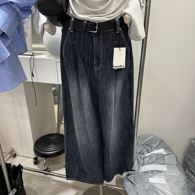 RENDER韓國直郵實拍女士新款職業推薦26春夏牛仔褲不含腰帶RENDER牛仔褲圖色1