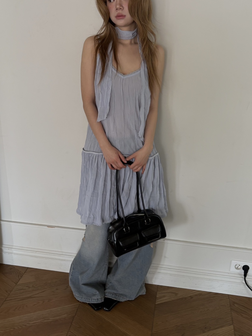 BENE韓國東大門直郵女裝新品熱賣休閑26春夏連衣裙含脖帶BENE連衣裙圖色2