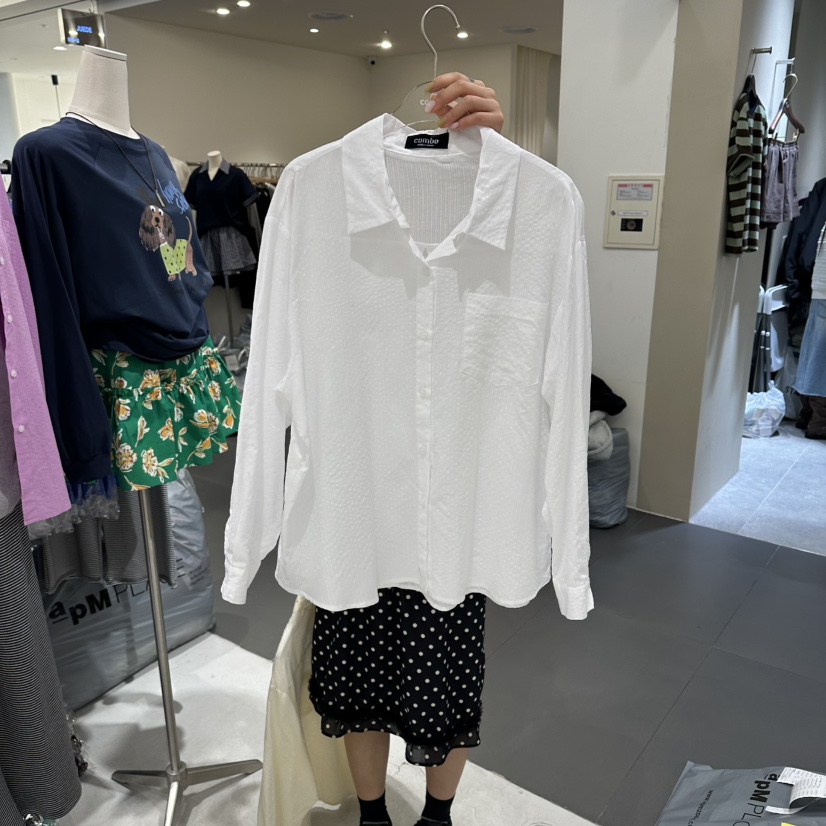 COMBO韓國東大門直郵女士新款熱賣26春夏襯衫蕾絲衫不含內搭COM_BO襯衫/蕾絲衫圖色1