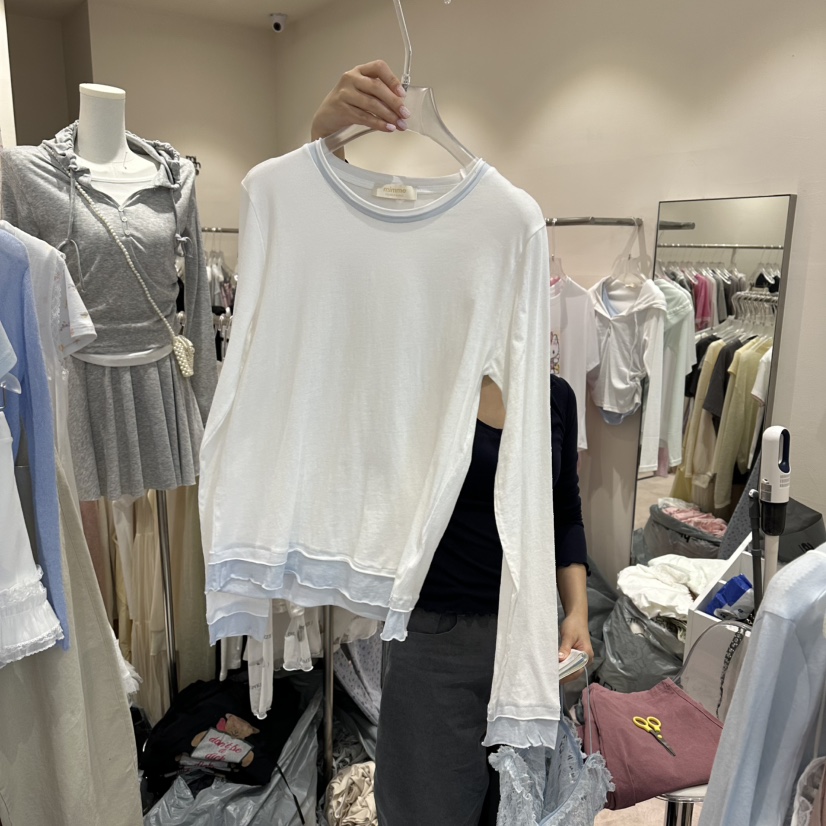 MIMME/LOOKK韓國東大門直郵女裝新品職業長袖T恤假兩件棉MIMME/LOOKK長袖T恤圖色3
