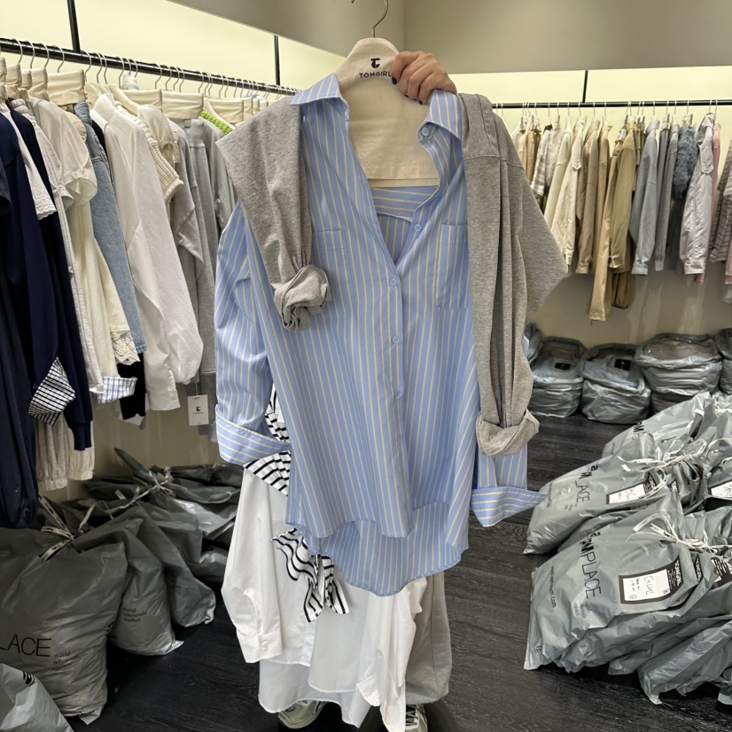 TOMGIRL韓國直郵女士新款熱賣人氣26春夏襯衫蕾絲衫披肩雙層TOMGIRL襯衫/蕾絲衫圖色2