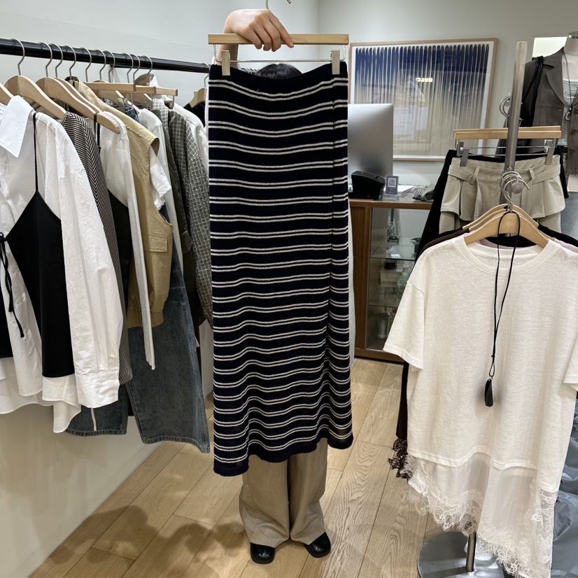 WINSOME韓國東大門直郵女士新款職業人氣熱賣休閑長裙條紋WINSOME長裙