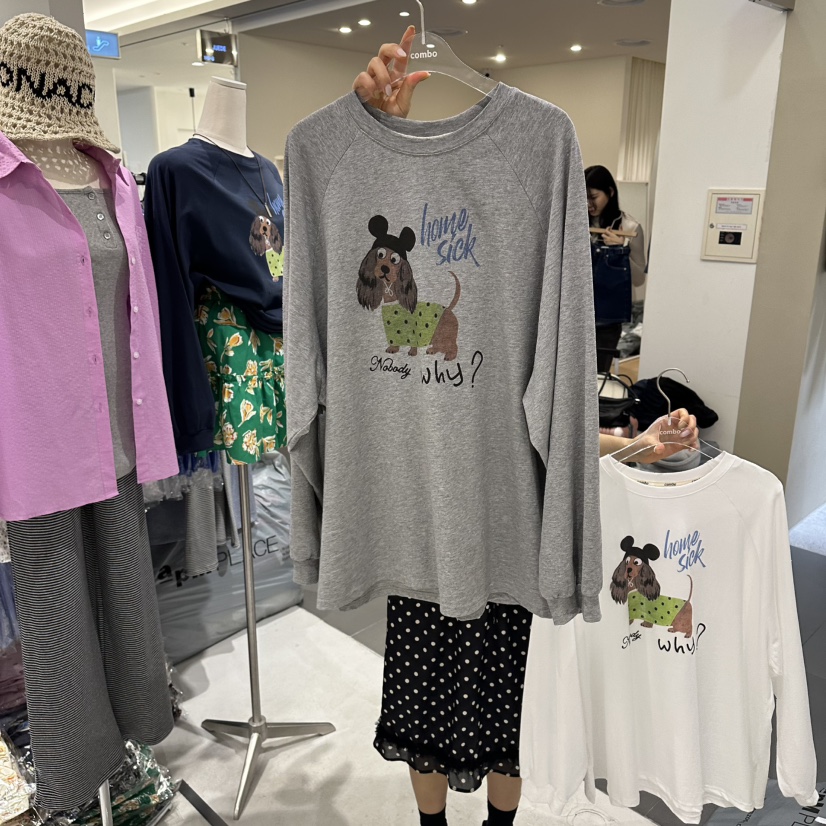 COMBO韓國代購女士新品熱賣推薦時尚休閑長袖T恤不含項鏈COM_BO長袖T恤圖色2