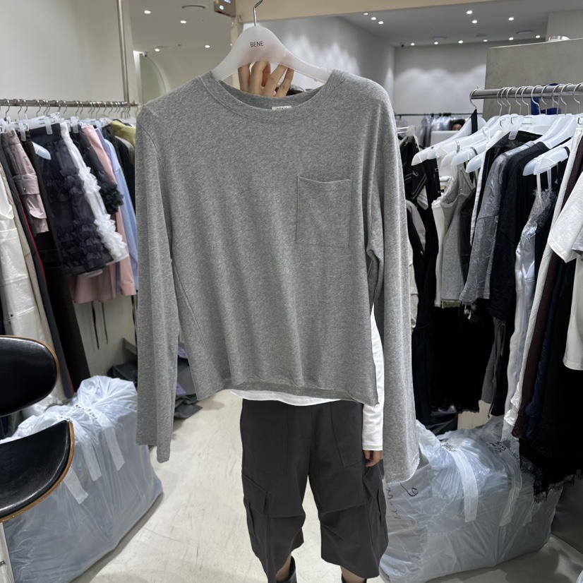 BENE韓國東大門代購女裝新品推薦26春夏人氣休閑長袖T恤口袋BENE長袖T恤圖色4