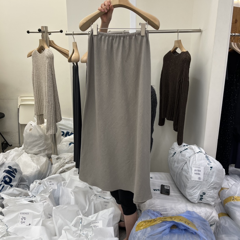 ESSENCE東大門代購女裝新品休閑推薦職業半身裙中短裙亞麻布ESSENCE半身裙/中短裙