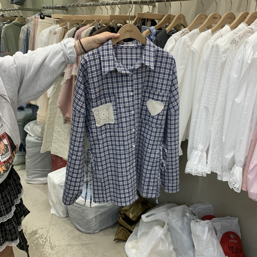 J PEAK/BY FLOW韓國直郵實拍女裝新款推薦襯衫蕾絲衫不含內搭格子J PEAK襯衫/蕾絲衫圖色1