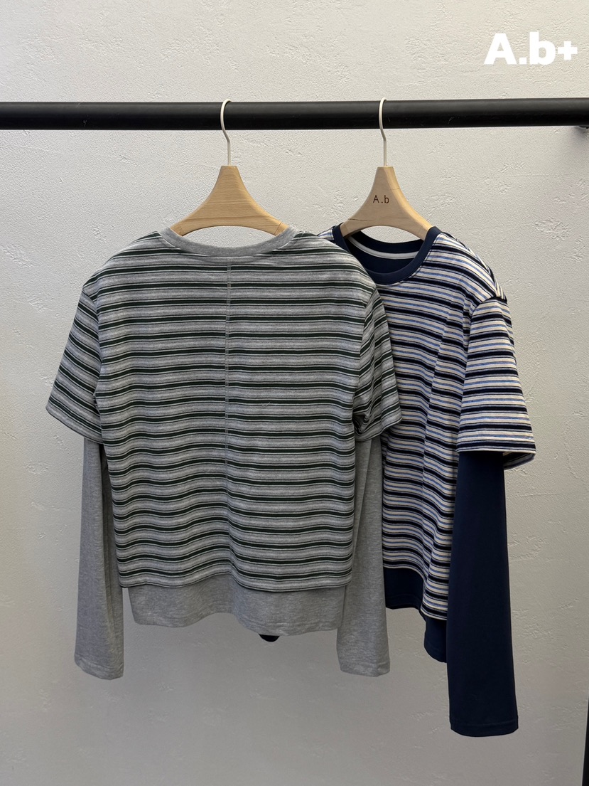 AUTUMN BEIGE PLUS東大門代購女士新品人氣長袖T恤假兩件A.b/AUTUMN BEIGE長袖T恤