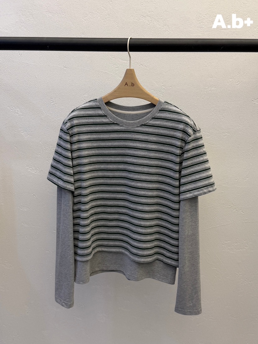 AUTUMN BEIGE PLUS東大門代購女士新品人氣長袖T恤假兩件A.b/AUTUMN BEIGE長袖T恤圖色2