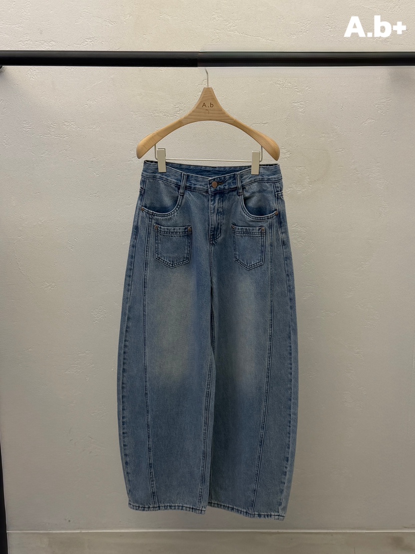 AUTUMN BEIGE PLUS韓國東大門代購女裝新品職業牛仔褲兔子A.b/AUTUMN BEIGE牛仔褲圖色1