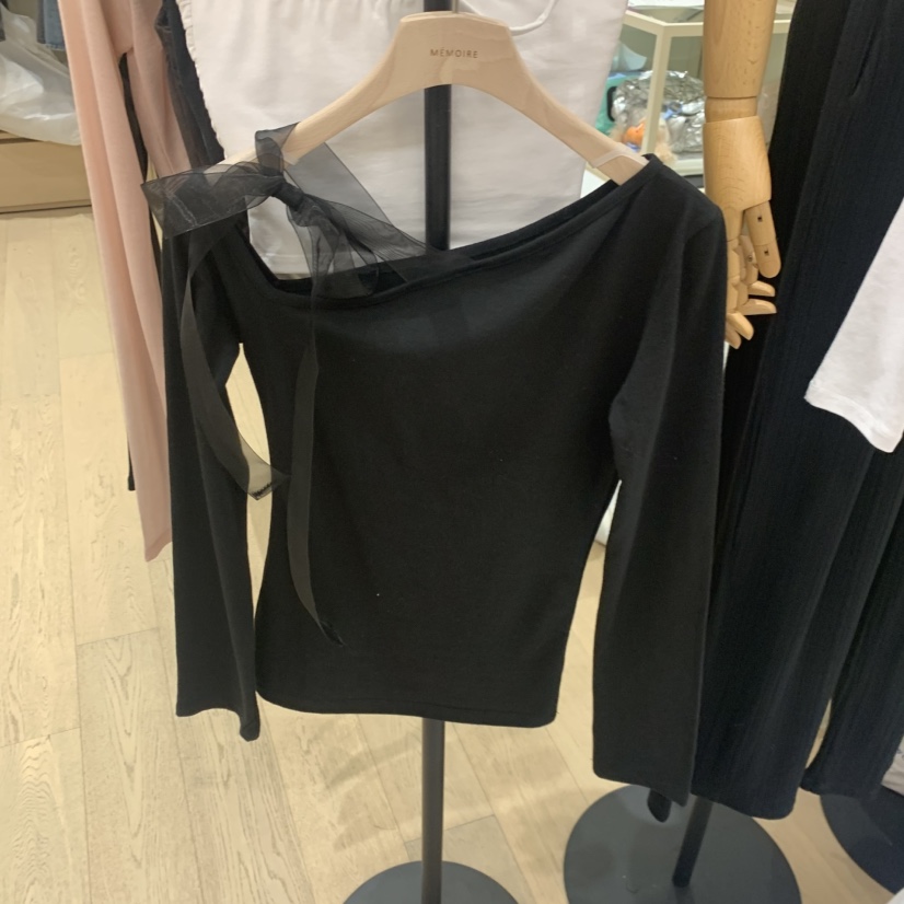 MEMOIRE韓國東大門代購女士新品職業時尚人氣長袖T恤拉絲MEMOIRE長袖T恤圖色2