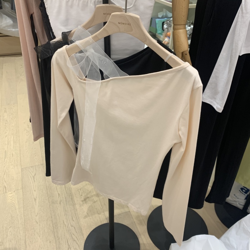 MEMOIRE韓國東大門代購女士新品職業時尚人氣長袖T恤拉絲MEMOIRE長袖T恤圖色3