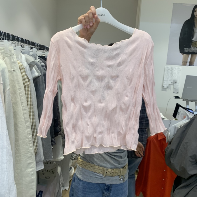 RUMIRU/AWEAR韓國直郵實拍女裝新品職業26春夏長袖T恤褶裥awear/RUMIRU長袖T恤圖色1