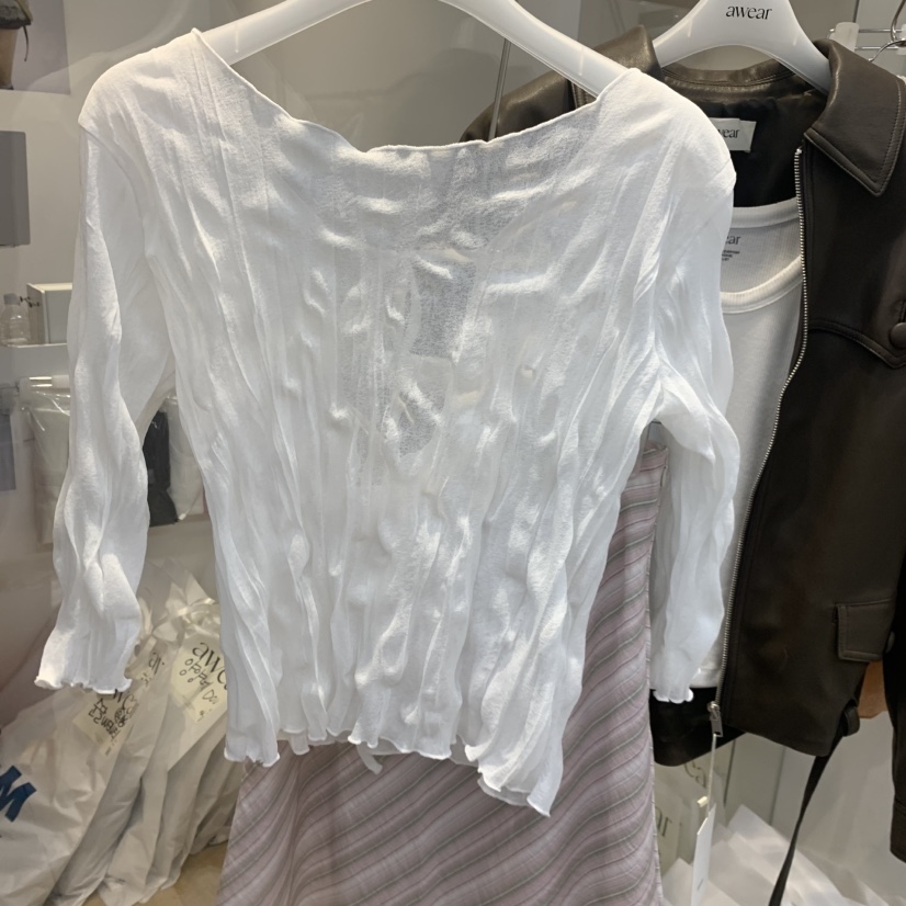 RUMIRU/AWEAR韓國直郵實拍女裝新品職業26春夏長袖T恤褶裥awear/RUMIRU長袖T恤圖色2