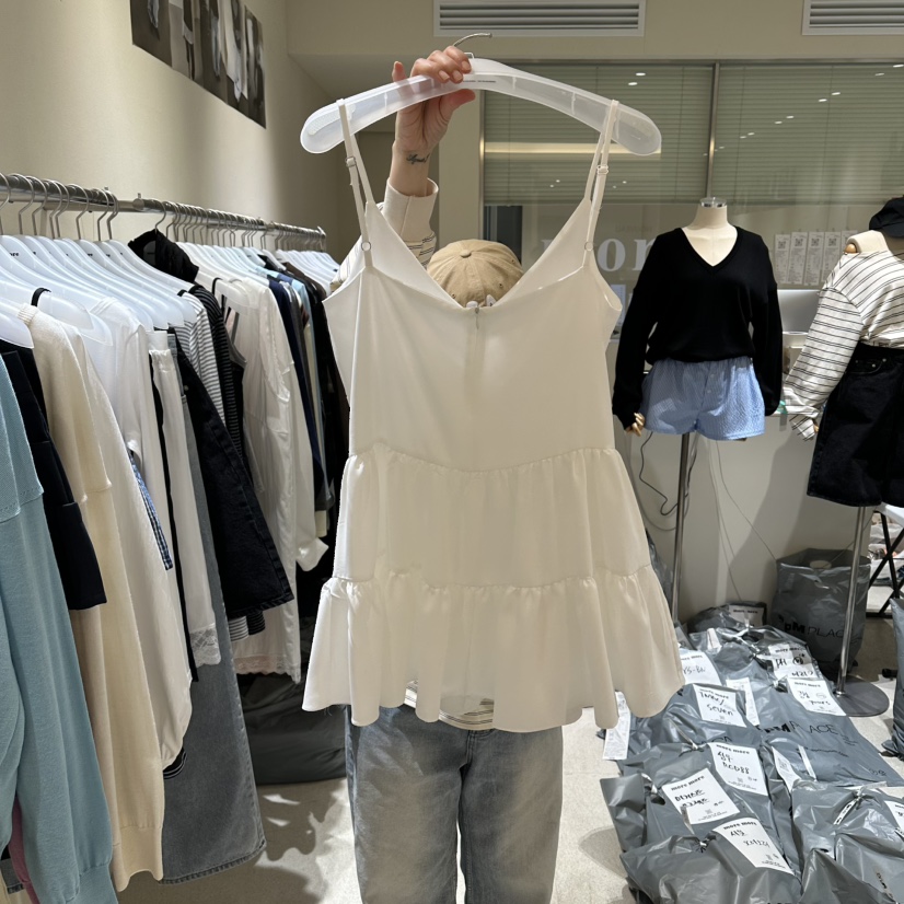 MOREMORE韓國東大門代購女士新款人氣26春夏吊帶背心雪紡more more吊帶/背心