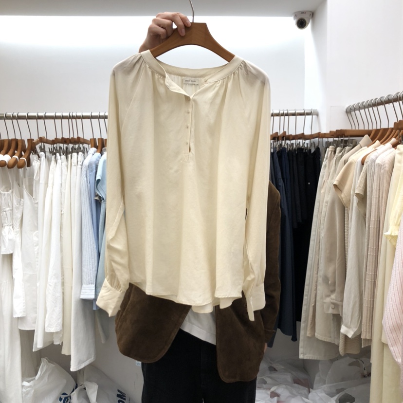 DRESS ROOM韓國直郵女裝新款26春夏熱賣休閑襯衫蕾絲衫褶皺DRESS ROOM襯衫/蕾絲衫圖色2