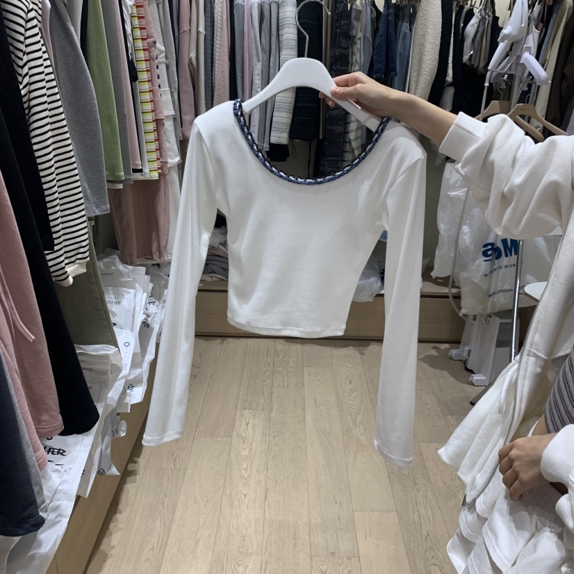 MEMOIRE韓國代購女裝新品人氣真品26春夏職業長袖T恤羅紋MEMOIRE長袖T恤