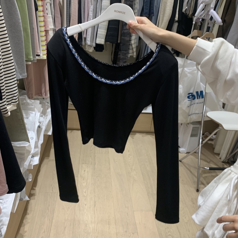 MEMOIRE韓國代購女裝新品人氣真品26春夏職業長袖T恤羅紋MEMOIRE長袖T恤圖色2