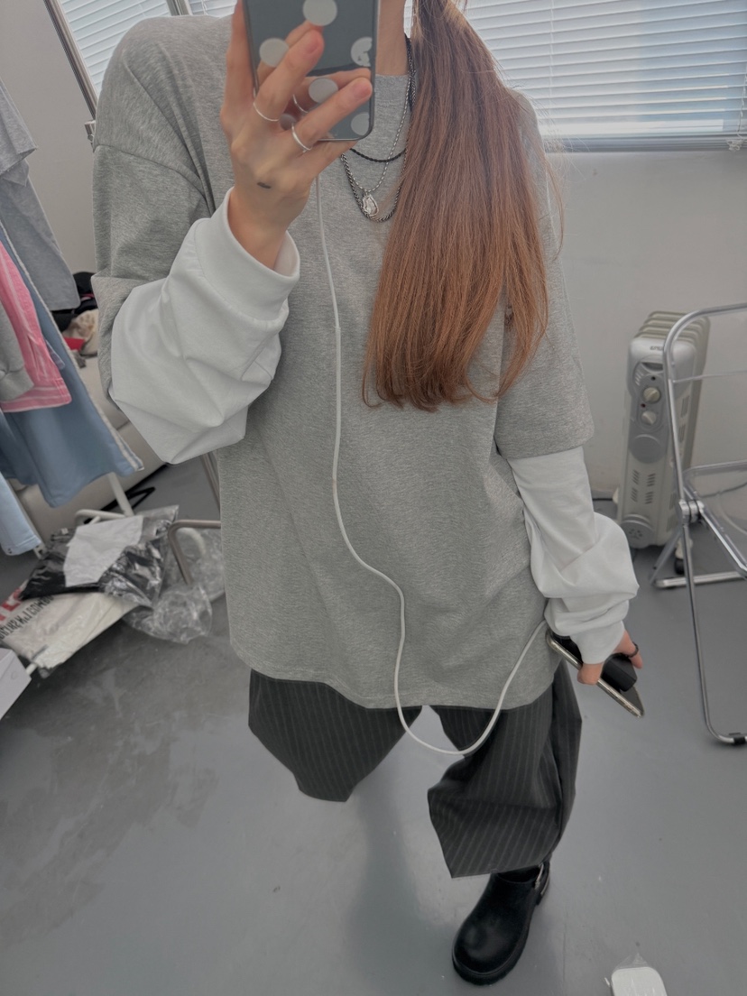 OKIE韓國東大門代購女士新品時尚熱賣職業人氣長袖T恤假兩件OKIE長袖T恤