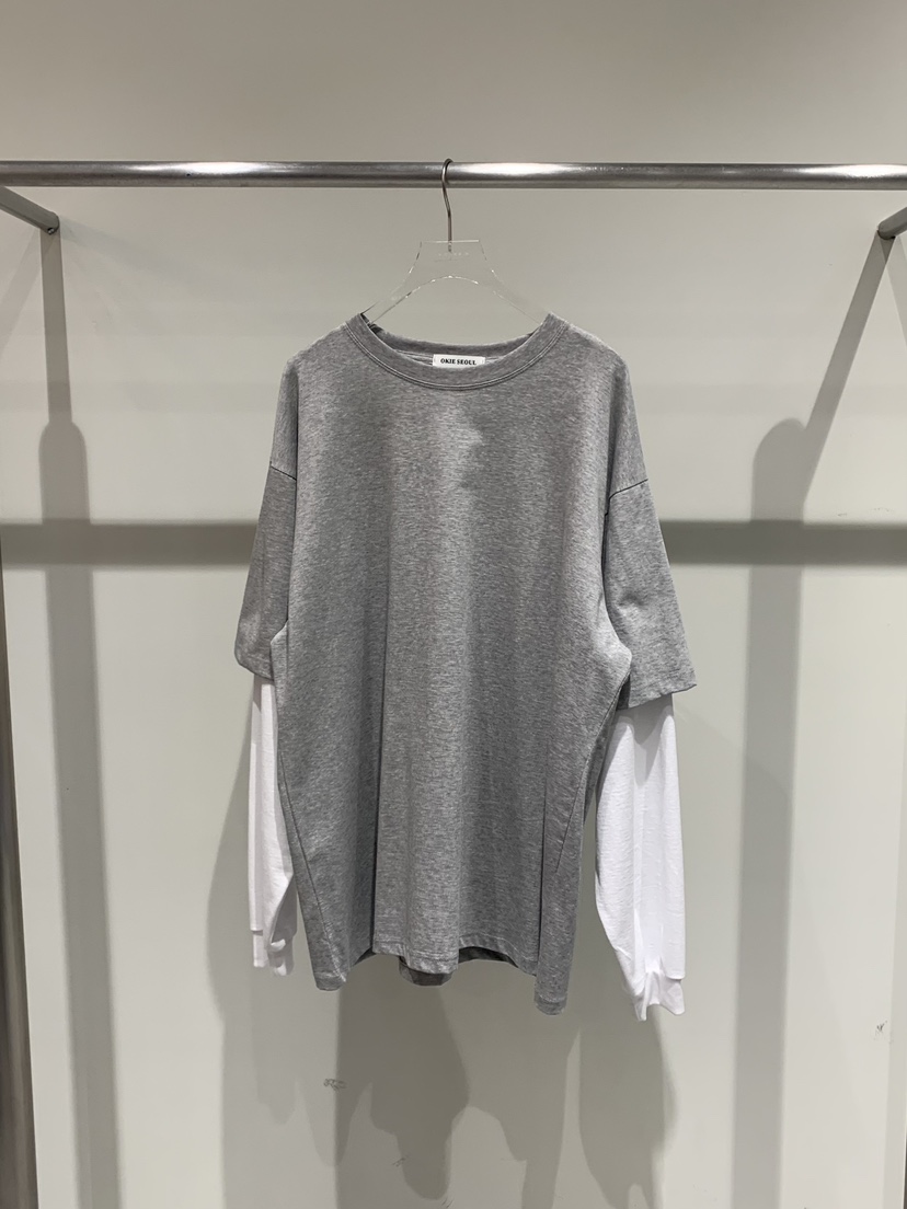 OKIE韓國東大門代購女士新品時尚熱賣職業人氣長袖T恤假兩件OKIE長袖T恤圖色1