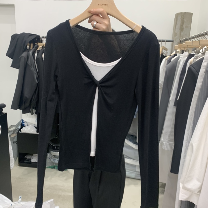 RECOVER韓國東大門直郵女裝新款休閑時尚推薦長袖T恤假兩件RECOVER/MOMENT長袖T恤圖色1