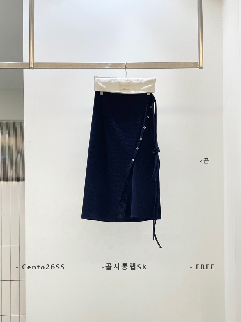 CENTO韓國東大門直郵女裝新款26春夏休閑時尚職業人氣長裙CENTO長裙圖色2深藍色