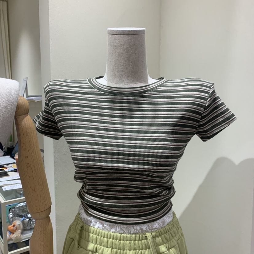 MEMOIRE韓國代購女士新款推薦職業休閑26春夏熱賣T恤條紋MEMOIRET恤圖色2