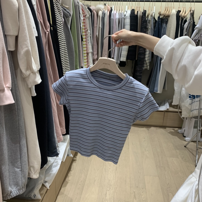 MEMOIRE韓國代購女士新款推薦職業休閑26春夏熱賣T恤條紋MEMOIRET恤圖色3