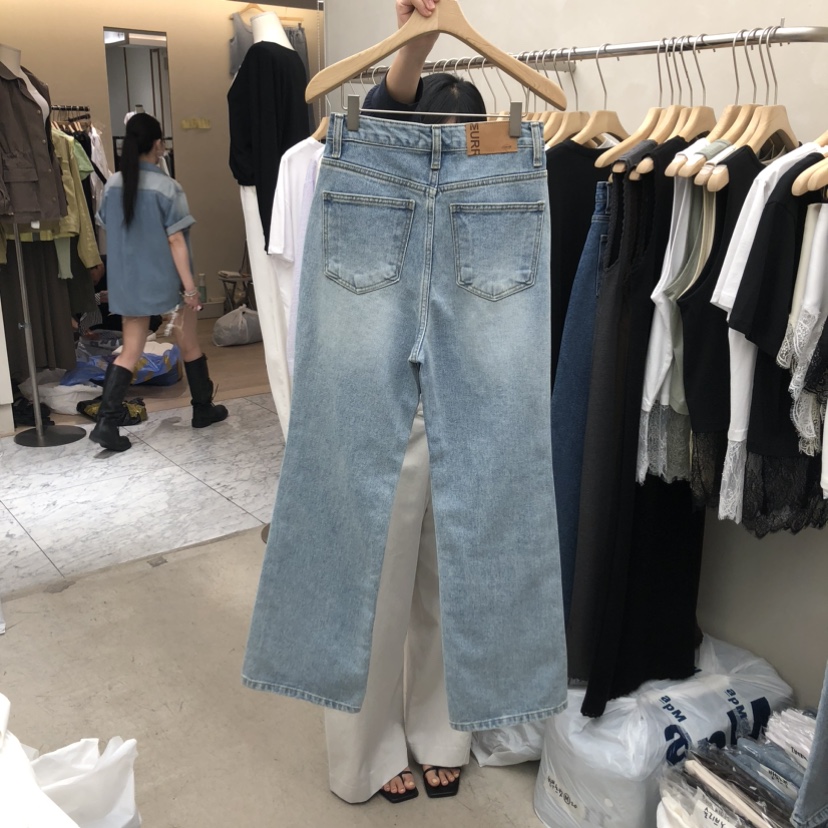 MURR韓國東大門直郵女裝新品推薦時尚職業休閑牛仔褲喇叭MURR牛仔褲