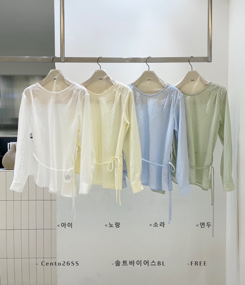 CENTO韓國代購女士新款職業推薦休閑真品襯衫蕾絲衫含腰繩CENTO襯衫/蕾絲衫