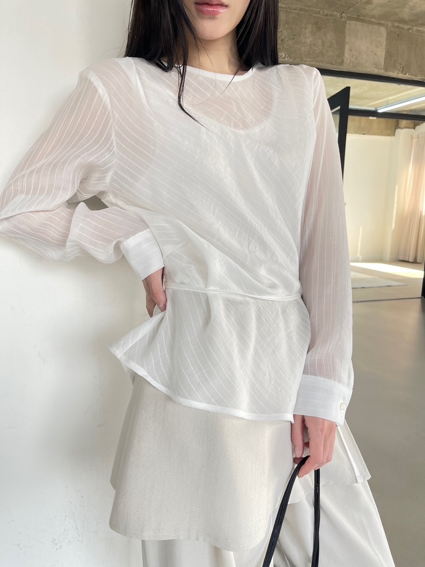 CENTO韓國代購女士新款職業推薦休閑真品襯衫蕾絲衫含腰繩CENTO襯衫/蕾絲衫