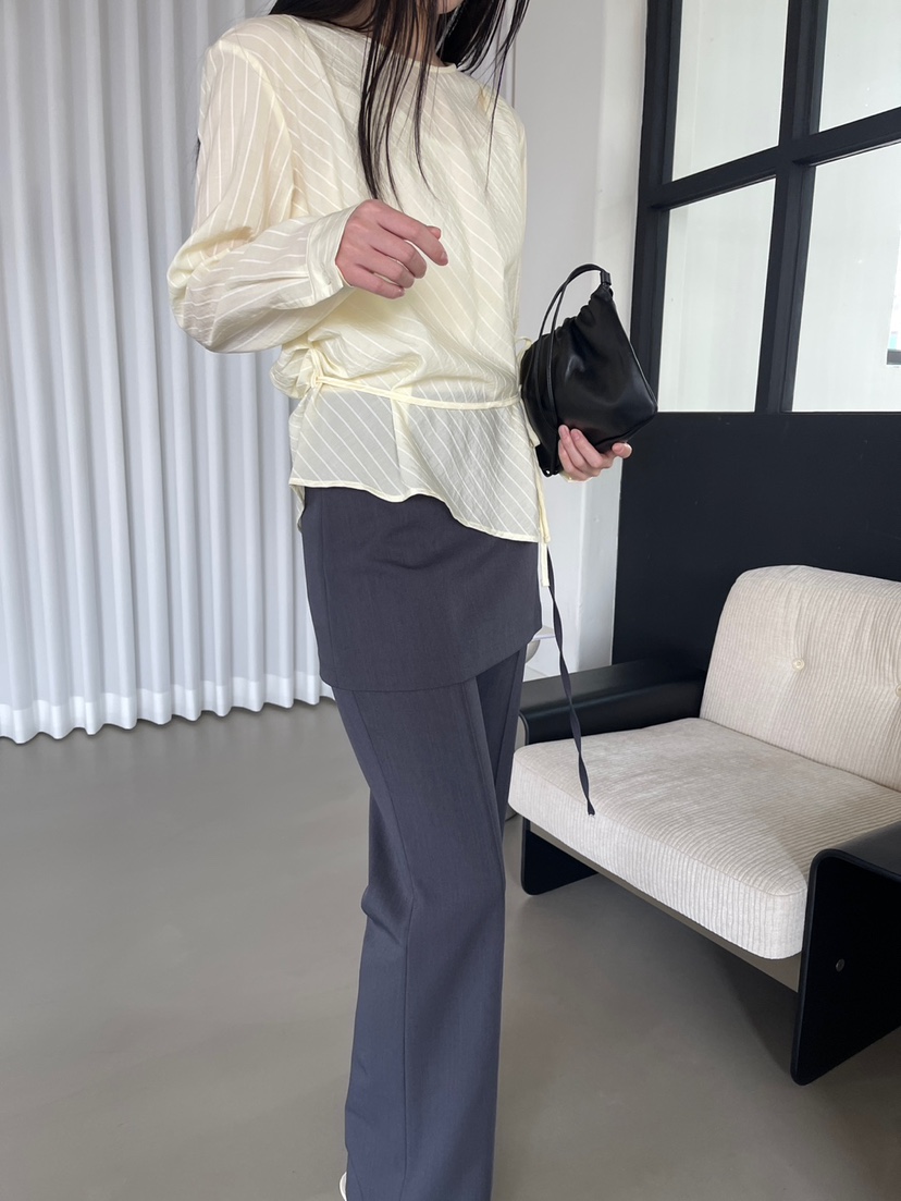 CENTO韓國代購女士新款職業推薦休閑真品襯衫蕾絲衫含腰繩CENTO襯衫/蕾絲衫