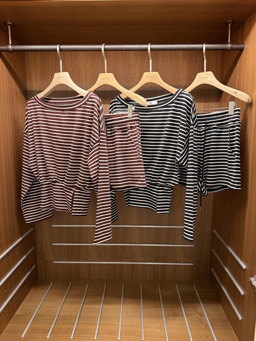 CLOTH東大門代購女士新款休閑推薦26春夏人氣套裝圓領條紋CLOTH套裝