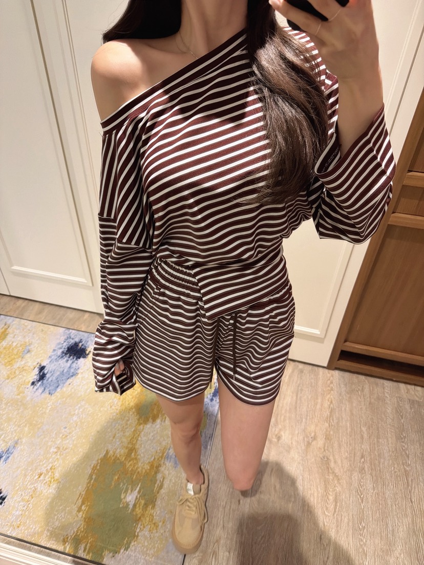 CLOTH東大門代購女士新款休閑推薦26春夏人氣套裝圓領條紋CLOTH套裝