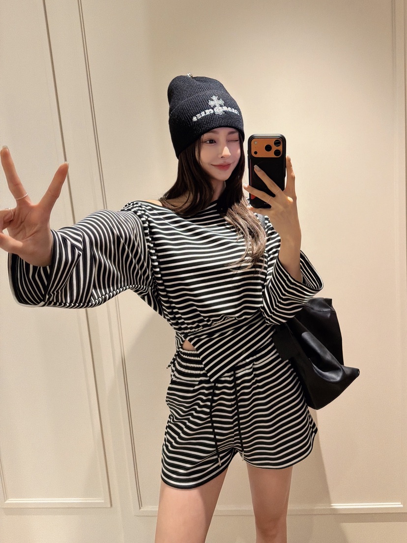 CLOTH東大門代購女士新款休閑推薦26春夏人氣套裝圓領條紋CLOTH套裝圖色2