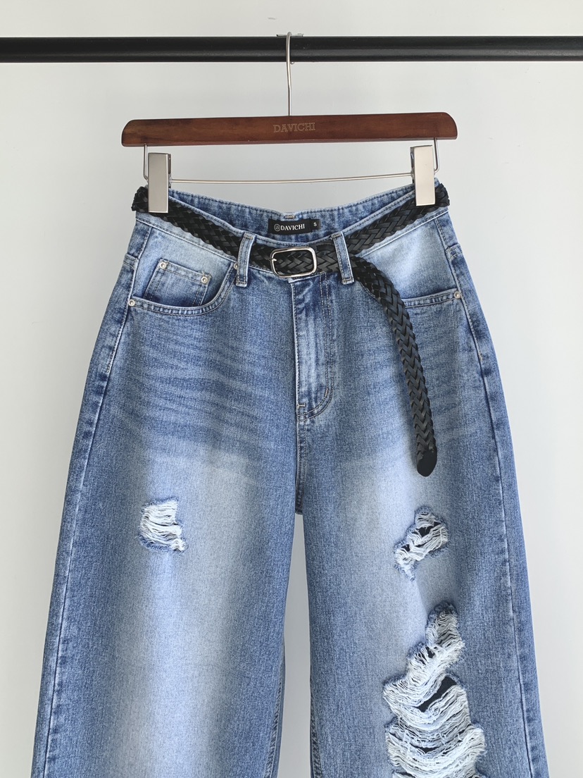 DAVICHI/D.SECOND韓國直郵實拍女士新款推薦牛仔褲含隨機腰帶網眼DAVICHI/D.SECOND牛仔褲