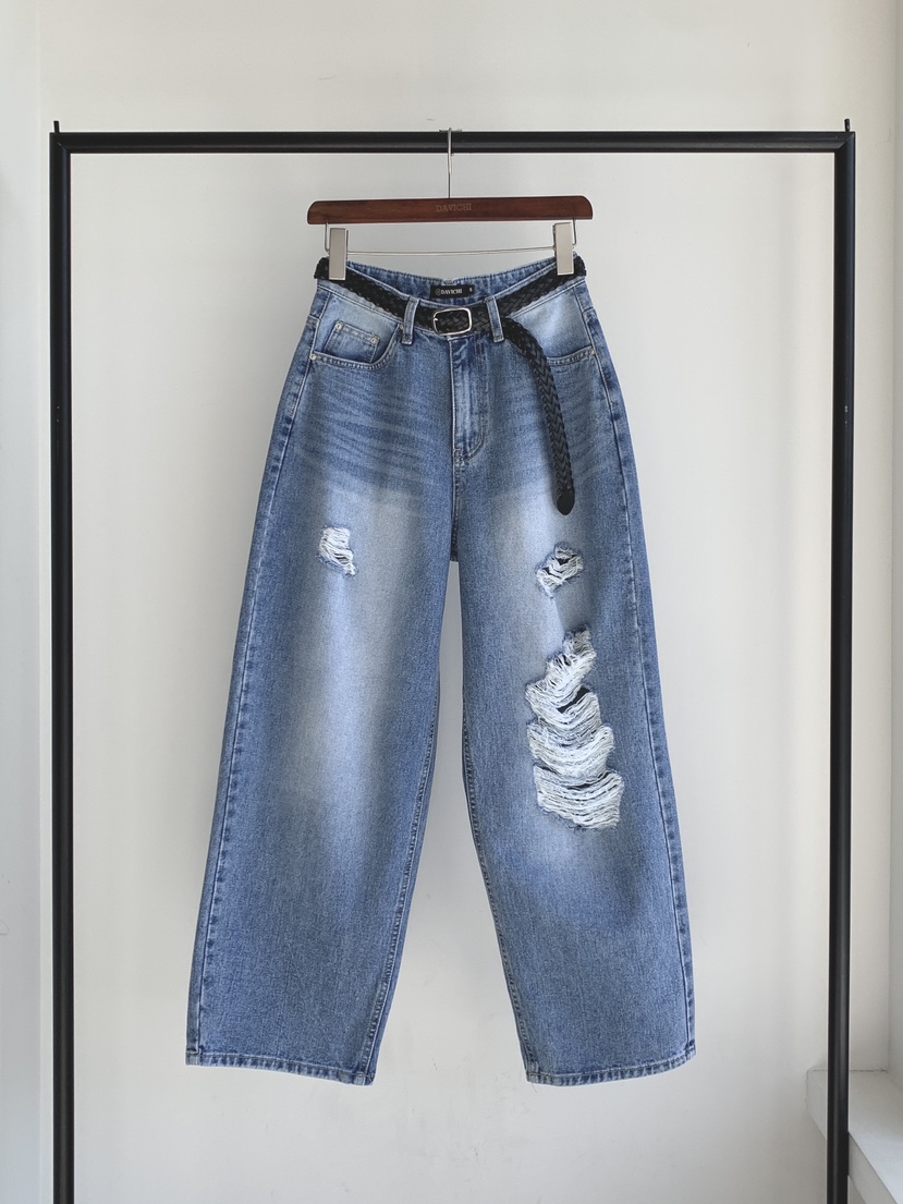 DAVICHI/D.SECOND韓國直郵實拍女士新款推薦牛仔褲含隨機腰帶網眼DAVICHI/D.SECOND牛仔褲圖色1