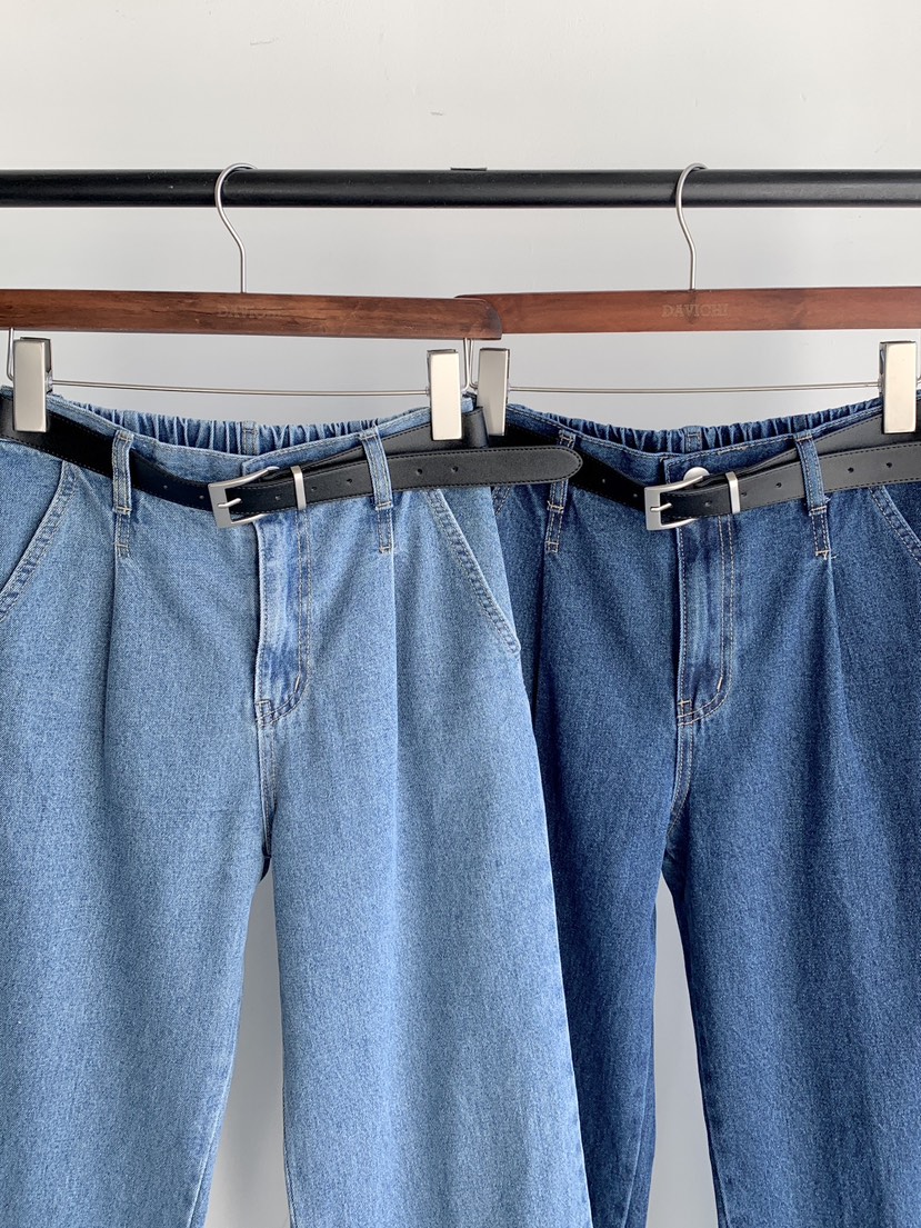 DAVICHI/D.SECOND韓國直郵女士新品熱賣牛仔褲隨機腰帶褶裥DAVICHI/D.SECOND牛仔褲