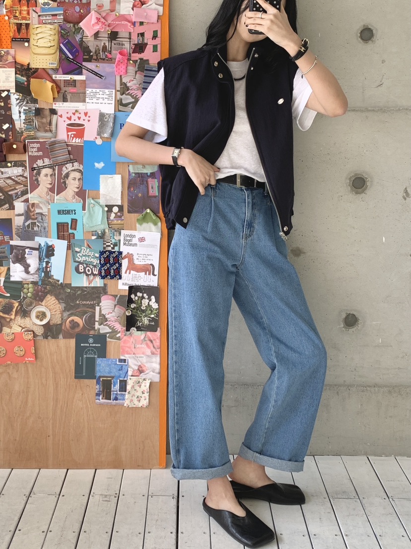 DAVICHI/D.SECOND韓國直郵女士新品熱賣牛仔褲隨機腰帶褶裥DAVICHI/D.SECOND牛仔褲