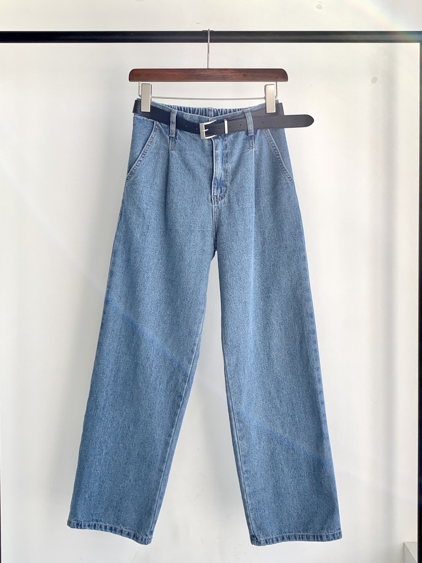 DAVICHI/D.SECOND韓國直郵女士新品熱賣牛仔褲隨機腰帶褶裥DAVICHI/D.SECOND牛仔褲圖色1