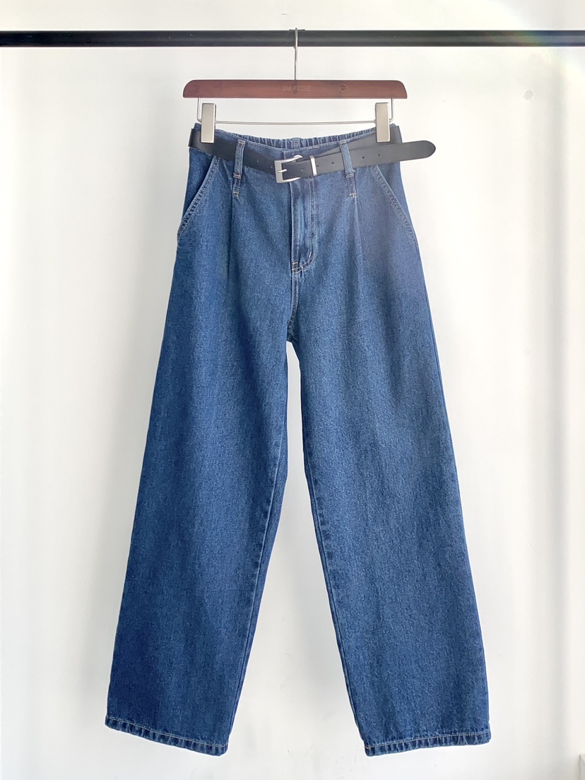 DAVICHI/D.SECOND韓國直郵女士新品熱賣牛仔褲隨機腰帶褶裥DAVICHI/D.SECOND牛仔褲圖色2