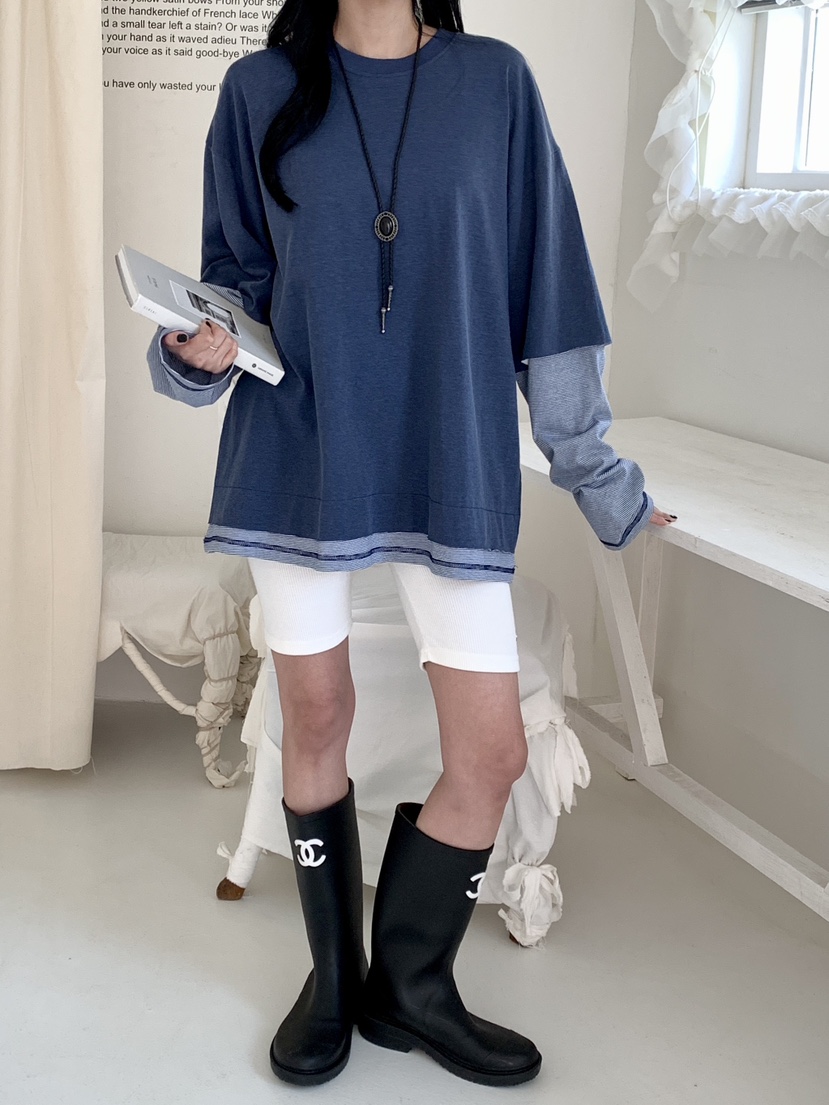 DAVICHI/D.SECOND韓國東大門代購女裝新款26春夏長袖T恤條紋DAVICHI/D.SECOND長袖T恤