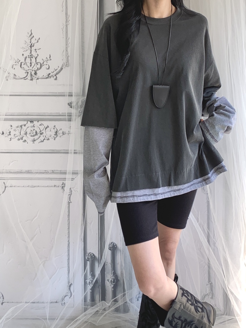 DAVICHI/D.SECOND韓國東大門代購女裝新款26春夏長袖T恤條紋DAVICHI/D.SECOND長袖T恤