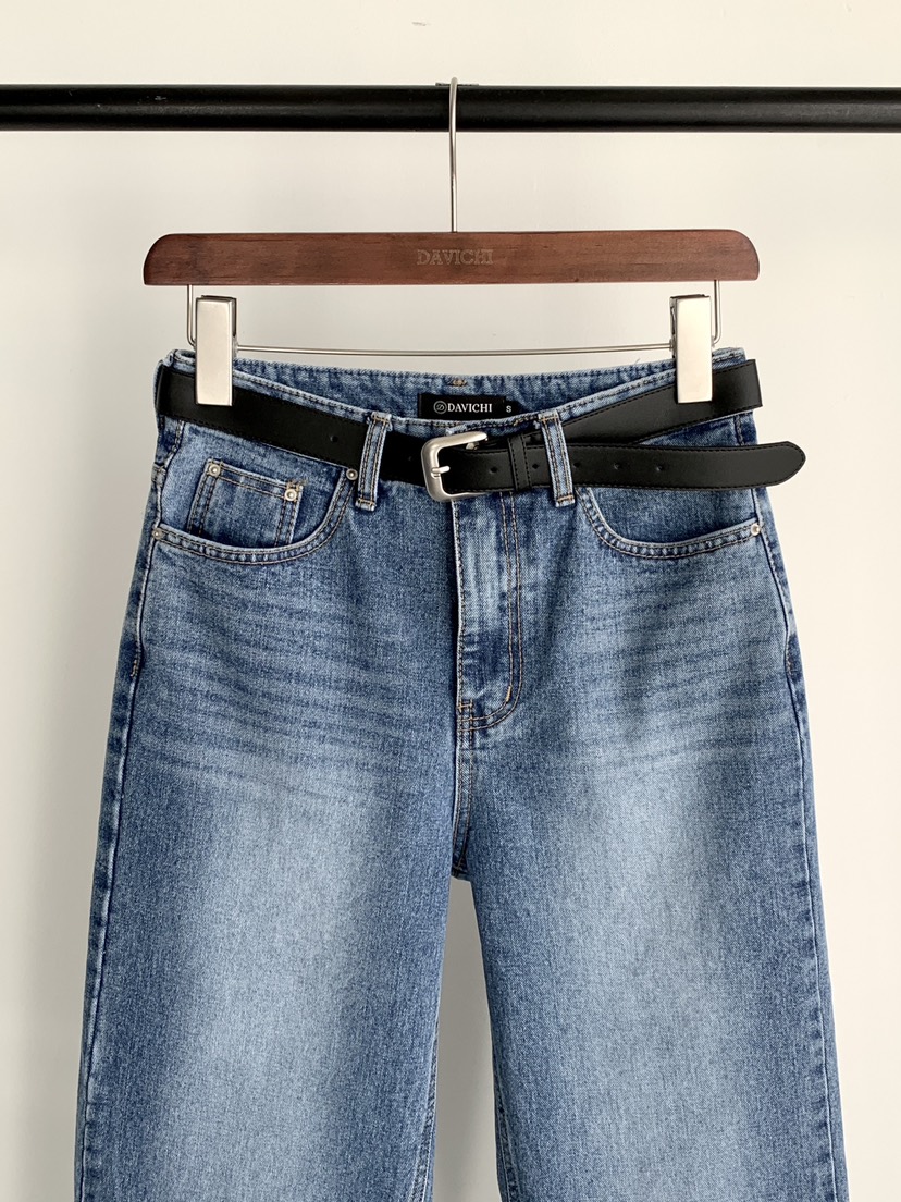 DAVICHI/D.SECOND韓國東大門代購女裝新款休閑牛仔褲含隨機腰帶DAVICHI/D.SECOND牛仔褲