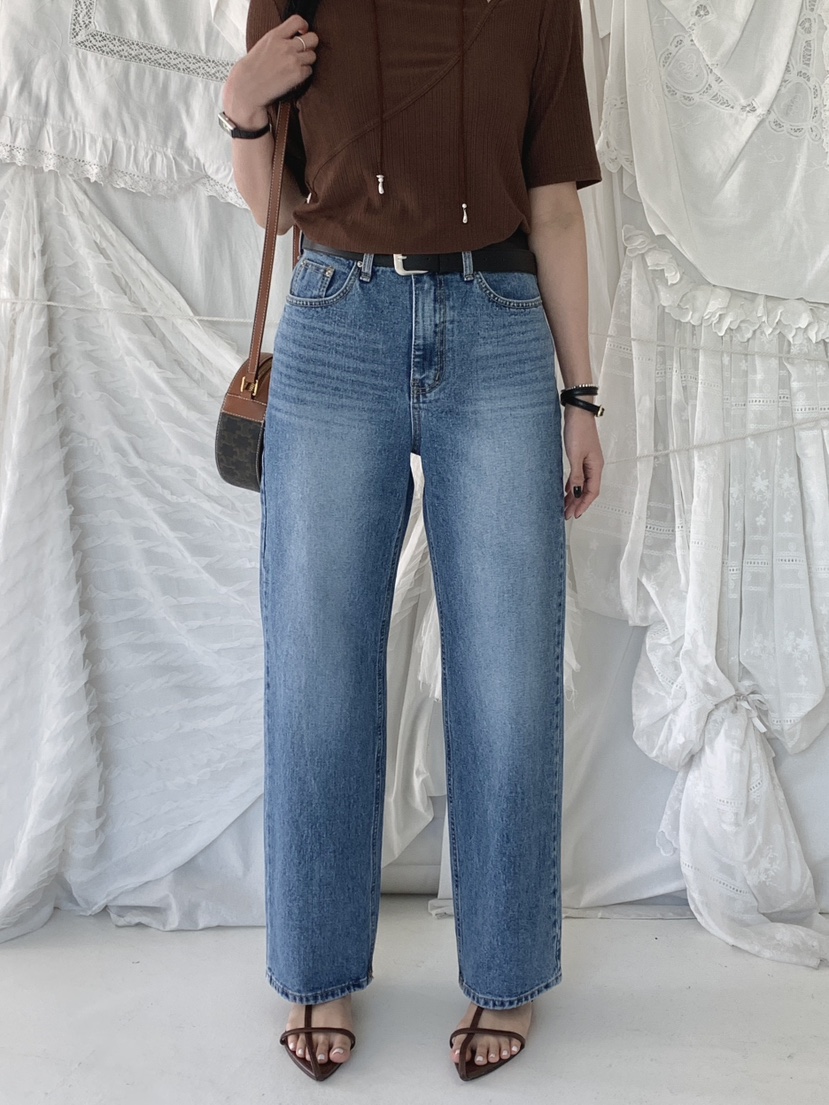 DAVICHI/D.SECOND韓國東大門代購女裝新款休閑牛仔褲含隨機腰帶DAVICHI/D.SECOND牛仔褲