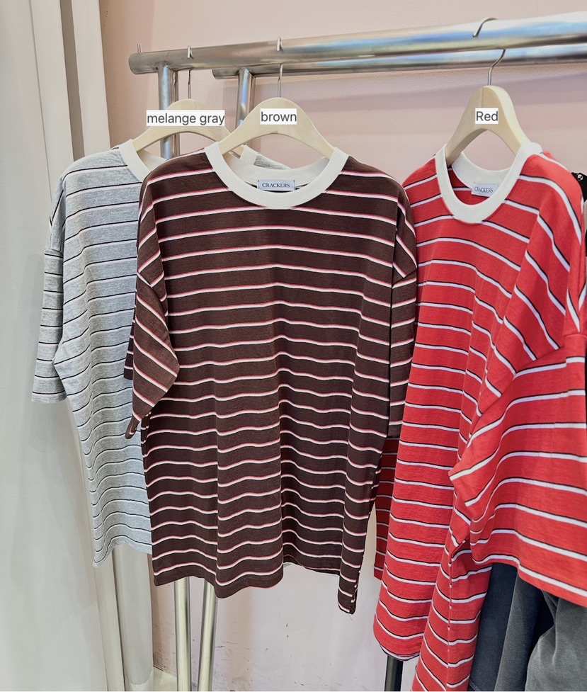 CRACKERS韓國直郵女士新款休閑26春夏時尚職業熱賣T恤條紋CRACKERST恤
