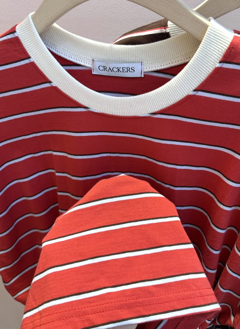 CRACKERS韓國直郵女士新款休閑26春夏時尚職業熱賣T恤條紋CRACKERST恤